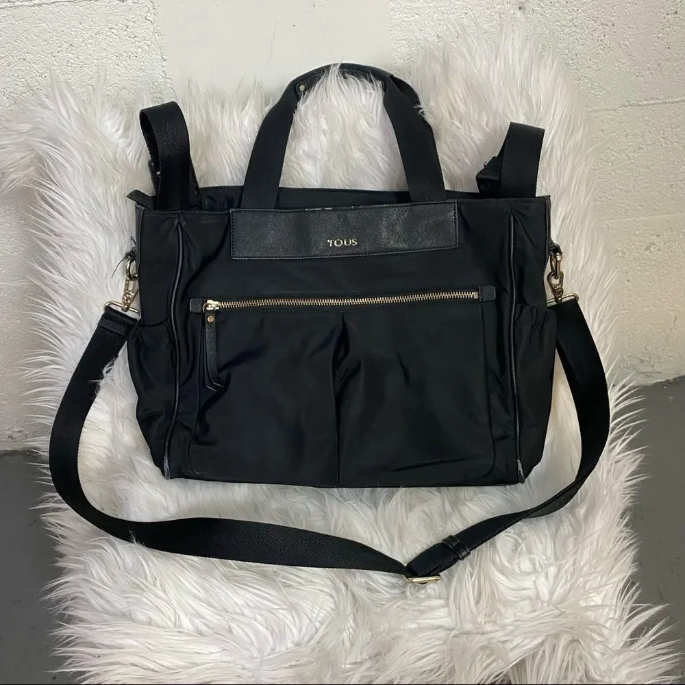 TOUS Black Crossbody Strap Water Repellent Baby Diaper Bag